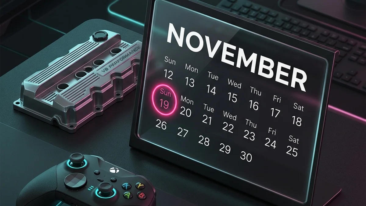 Calendar with November 19 circled next to a gaming controller