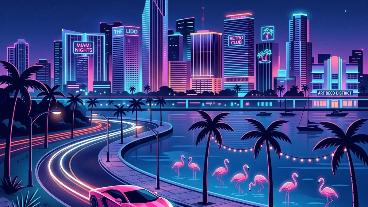 Vice City wildlife and vehicles highlighting engine lighting