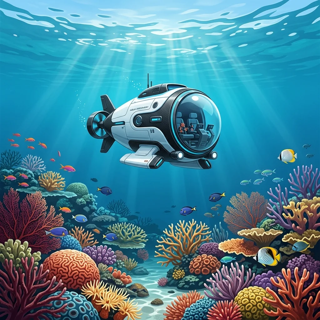 Scuba gear and submarine over a reef in GTA 6